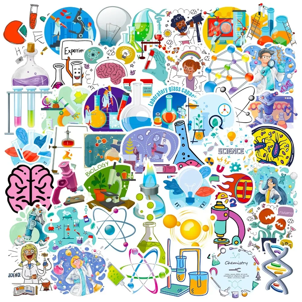 Vintage Fashion Toys - 50 sztuk Cartoon Science Lab naklejka