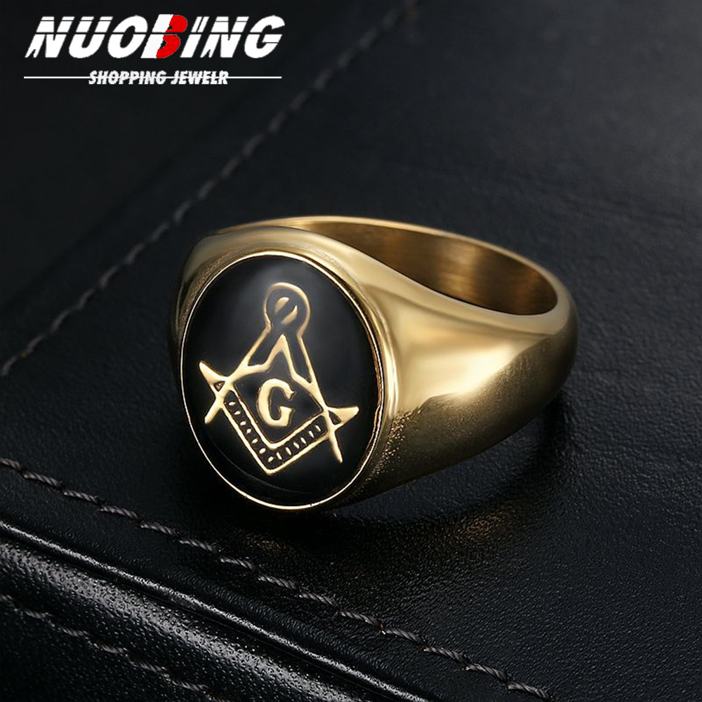 Vintage Fashion Rings - Męski Pierścień Masoniczny Vintage ze Stali
