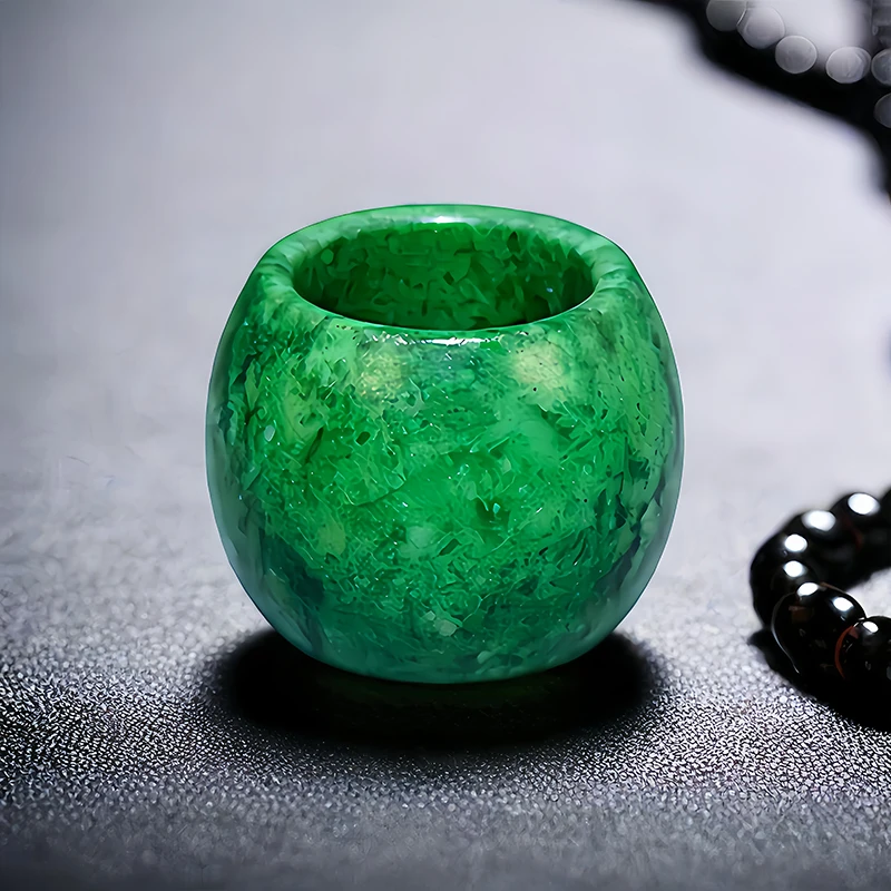 Vintage Fashion Rings - 22mm zielone pierścionki z jadeitu dla