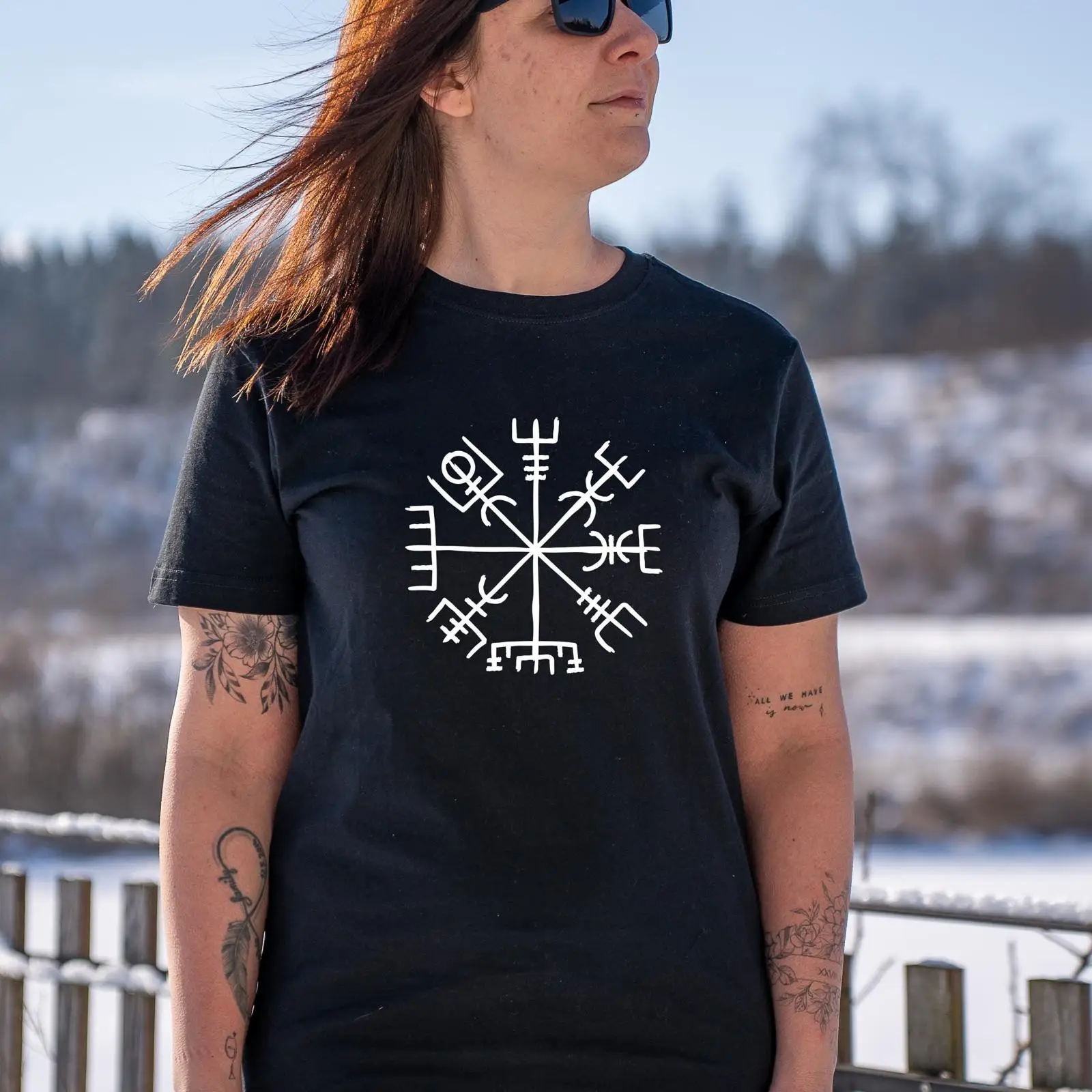 Vintage Fashion Faire - Koszulka Vegvísir Nordic Rune Compass Viking