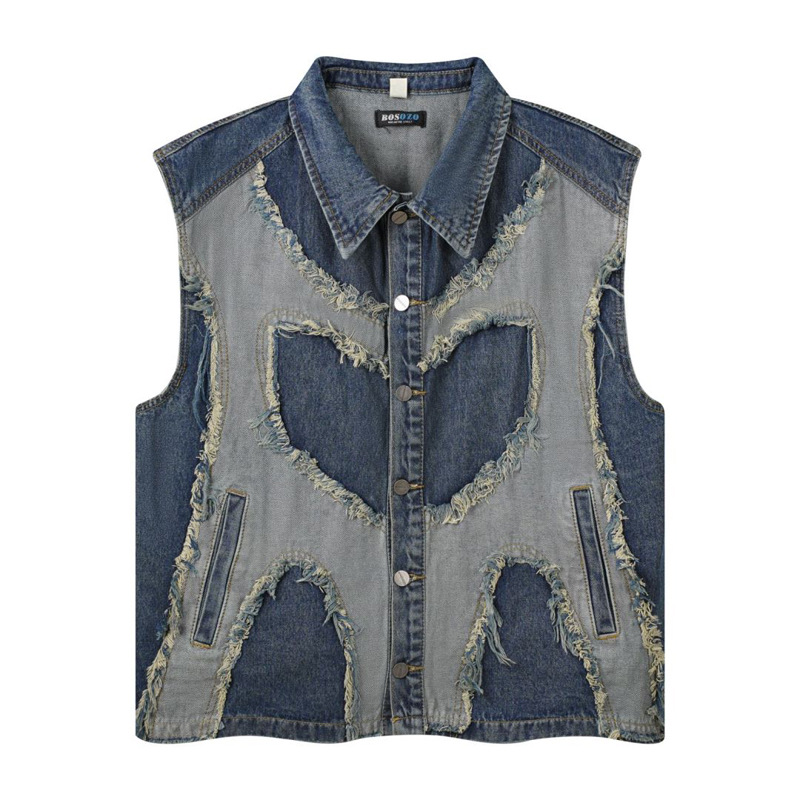 Patchwork Jean Jacket - Europejska i amerykańska męska kurtka jeansowa