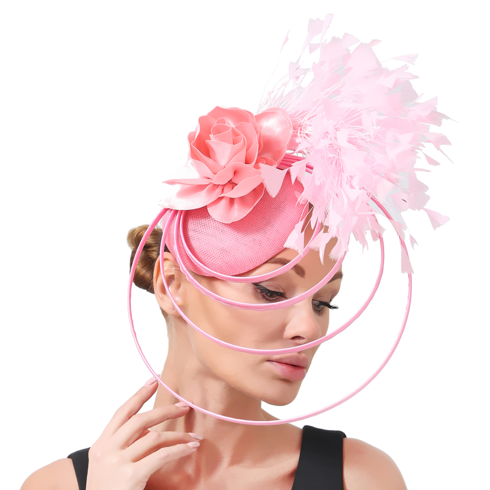 Vintage Fashion Hats - Piękne różowe damskie czapki Fasinator imprezy