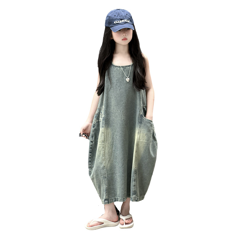 Vintage Fashion Jeans - Vintage Blue Children Girls Wysokiej jakości