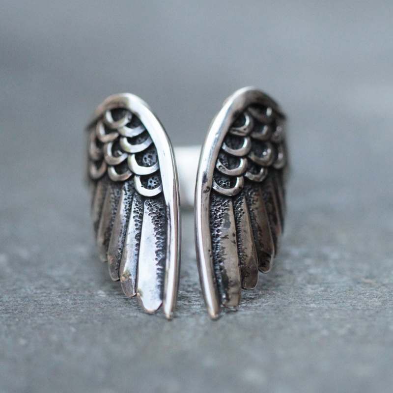 Vintage Fashion Faire - Double Fair Angel Wings otwarte pierścienie