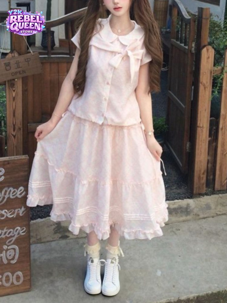 Vintage Fashion Pieces - Japoński Vintage Słodki Top z Kokardą