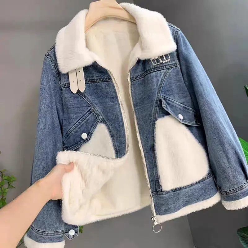 Damska kurtka jeansowa z imita – Patchwork Jean Jacket recenzja i cena