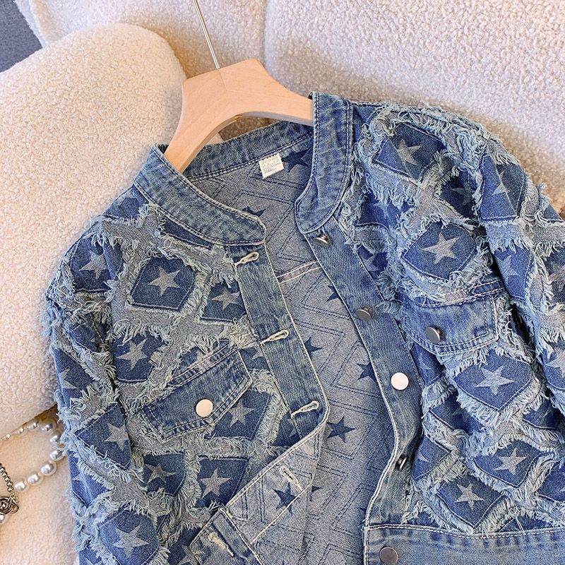 Kurtka damska jeansowa z okrąg – Patchwork Jean Jacket recenzja i cena