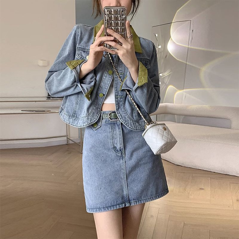 Płaszcze dżinsowe Mini spódnic – Patchwork Jean Jacket recenzja i cena