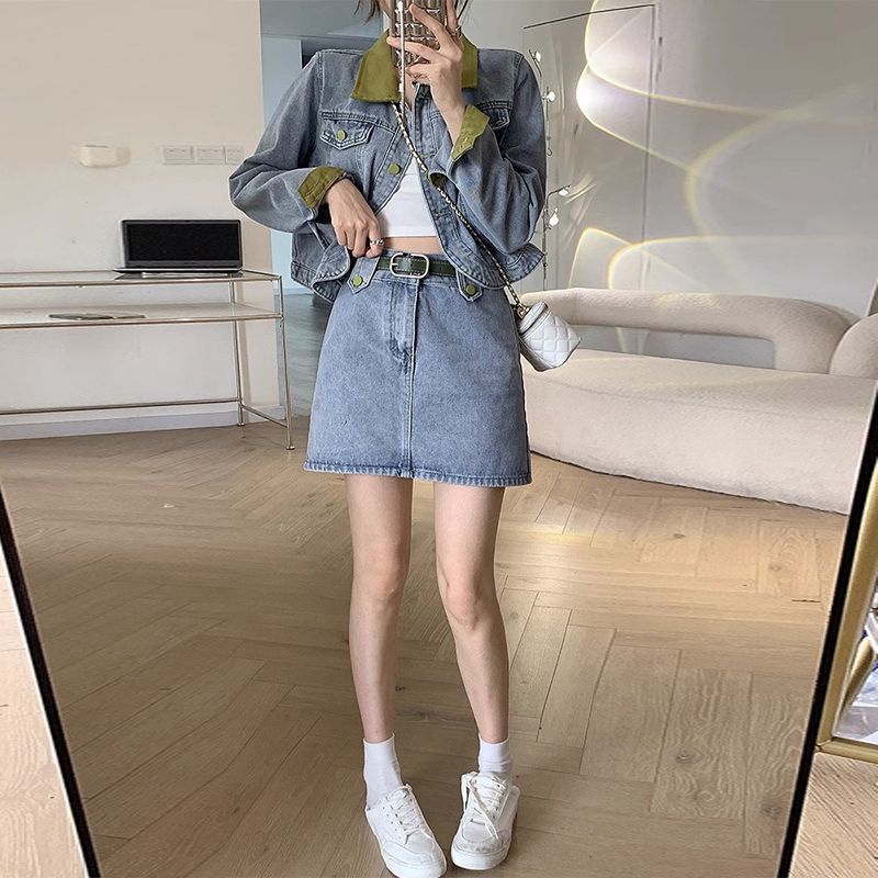 Płaszcze dżinsowe Mini spódnic – Patchwork Jean Jacket recenzja i cena