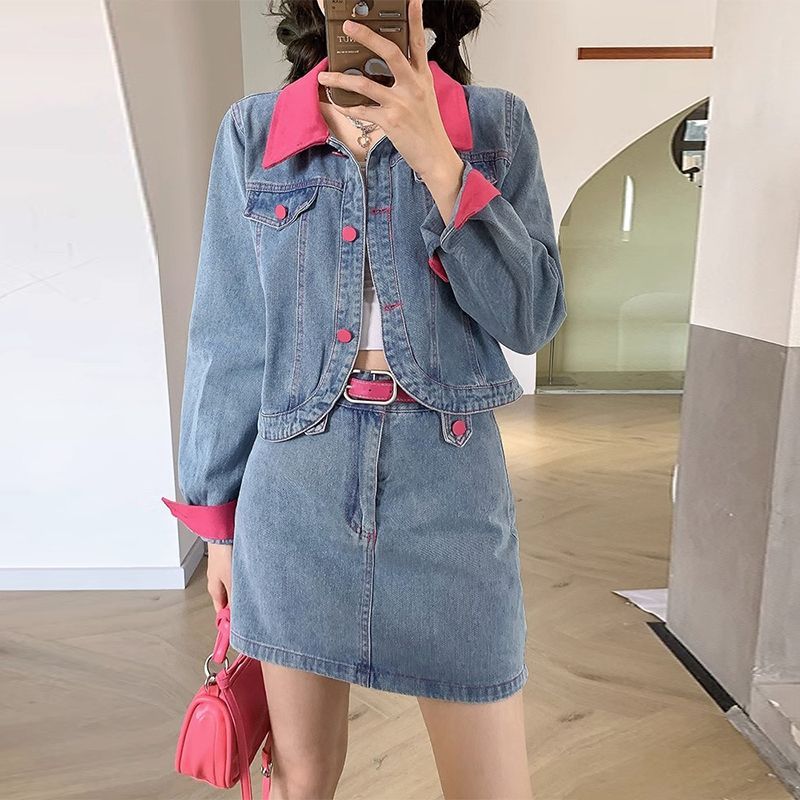 Płaszcze dżinsowe Mini spódnic – Patchwork Jean Jacket recenzja i cena