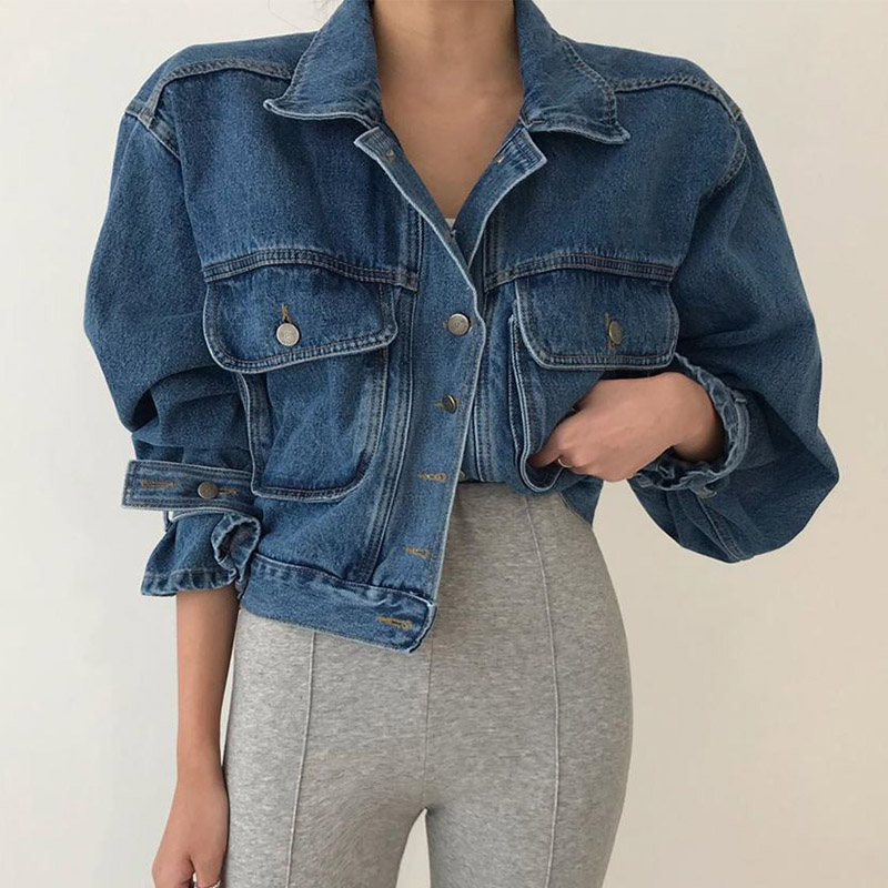 Krótka kurtka jeansowa damska  – Patchwork Jean Jacket recenzja i cena